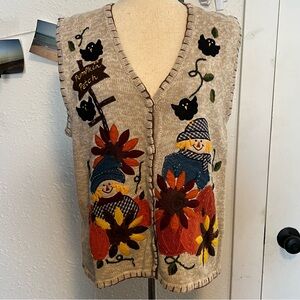 VNTG Bobbie Brooks Embroidered Fall Sweater Vest